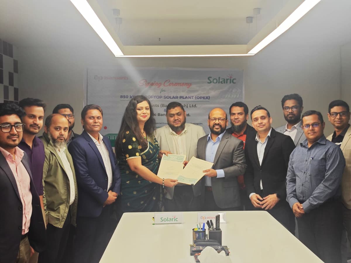Solaric Signs 850 kWp Rooftop Solar Project with Asian Paints (Bangladesh) Ltd. Under OpEx Model Solaric Signs 850 kWp Rooftop Solar Project with Asian Paints (Bangladesh) Ltd. Under OpEx Model